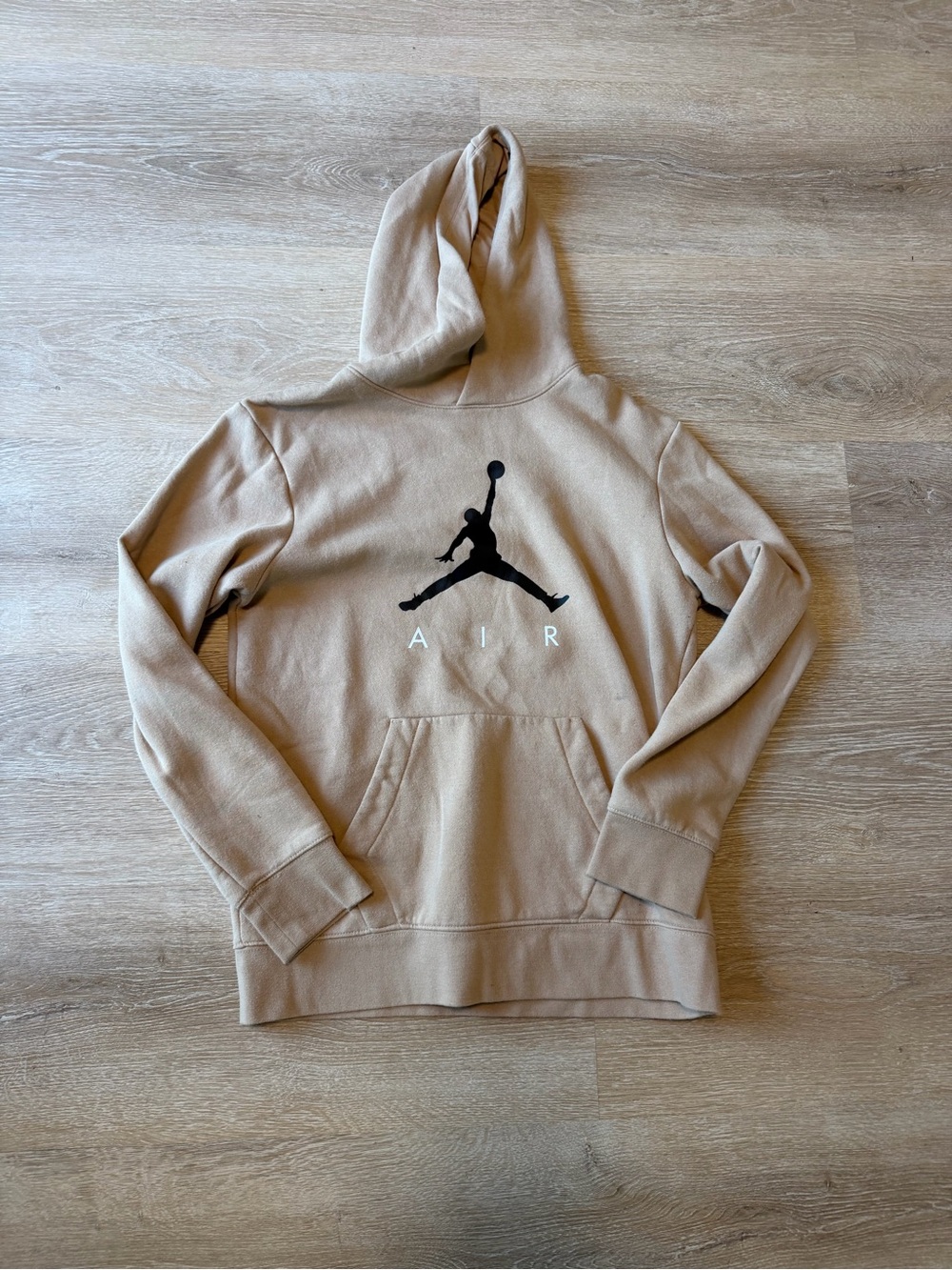 Jordan Kids Hooded Sweatshirt in Tan with Black Jumpman youth XL